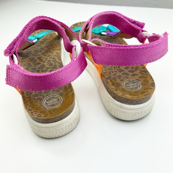 Wonder Nation Colorblock pink orange purple teal Velcro cheetah print sandals - Picture 6 of 6